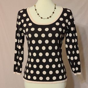 INC Polka-dot Three-quarter Sleeve Top